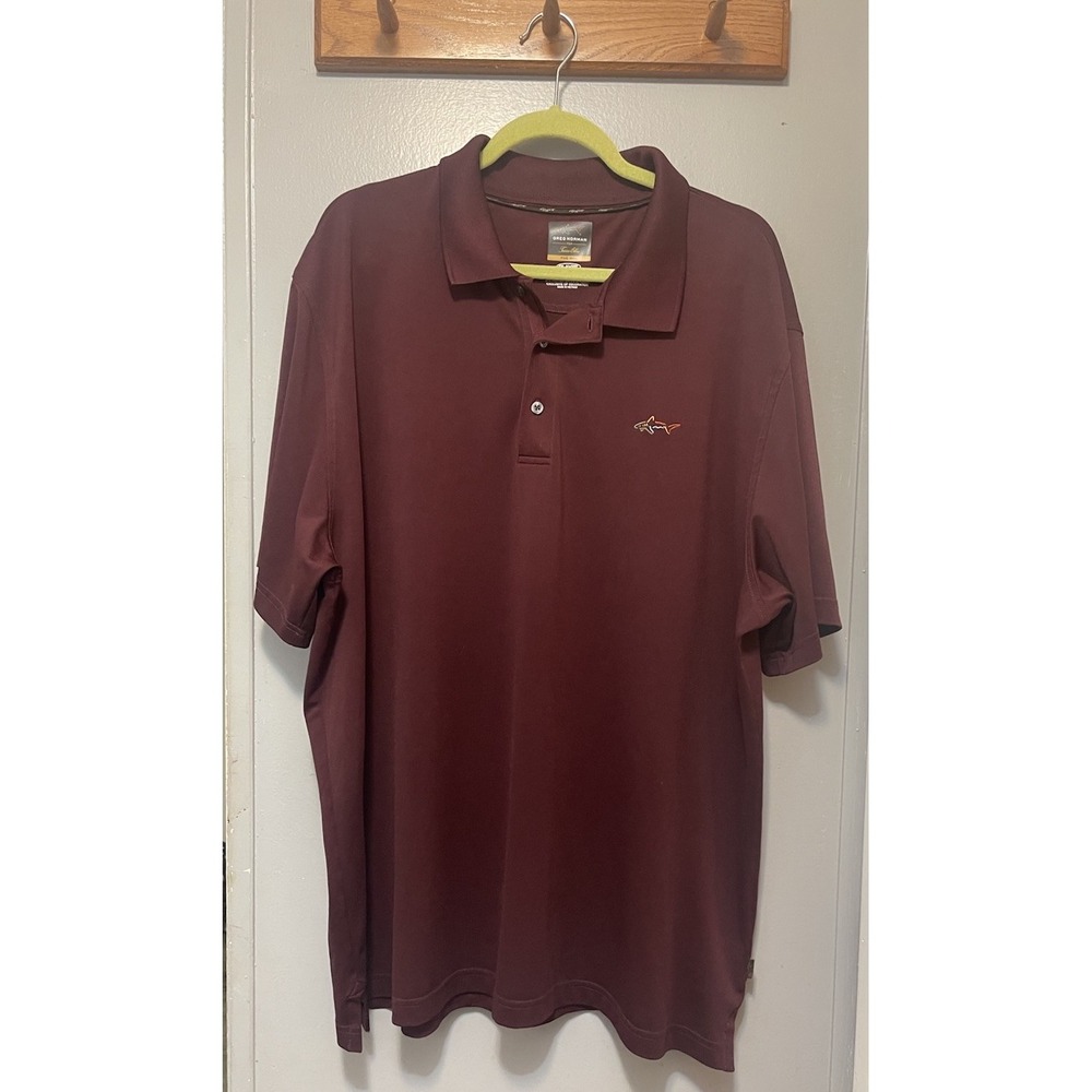 Greg Norman Polo Golf Shirt Mens Size XXL Red Play Dry Solid Short Sleeve